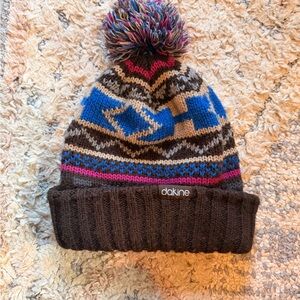 Dakine Brown and Blue Knit Pom Beanie for Kids